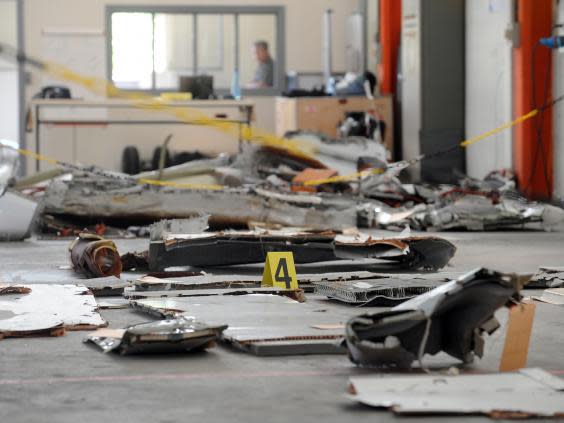 Debris from Air France flight 447 is laid out for examination (Getty)