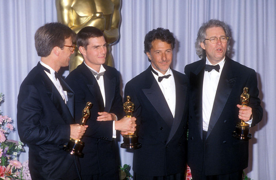 Mark Johnson, Tom Cruise, Dustin Hoffman and Barry Levinson (Photo by Barry King/WireImage)