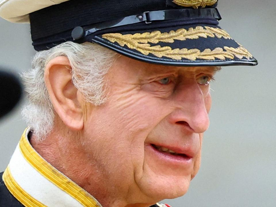 King Charles appeared to well up as he followd the Queen’s coffin into the Abbey (POOL/AFP/Getty)