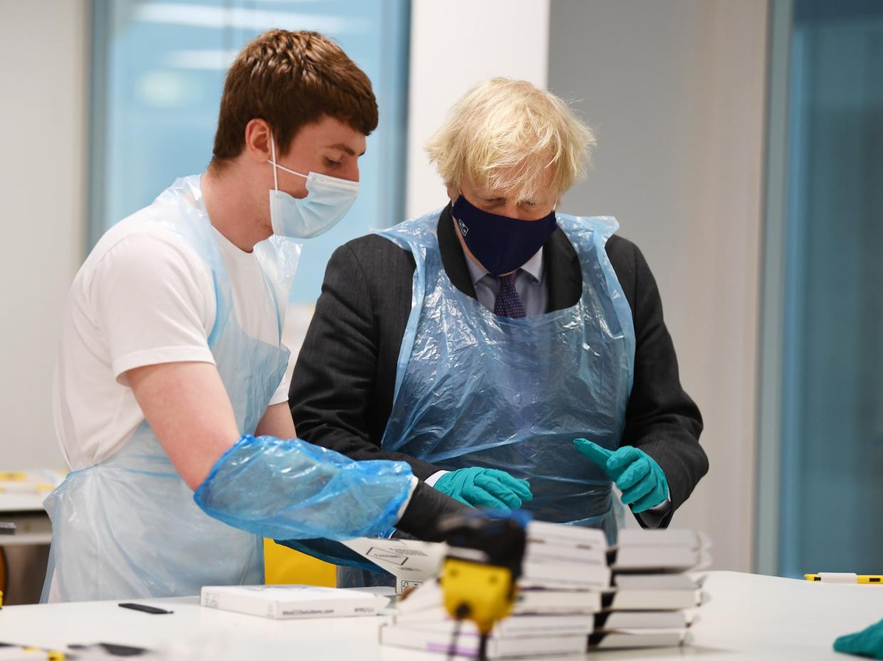 Prime Minister Boris Johnson visits the Lighthouse Laboratory at Queen Elizabeth University Hospital campus in Glasgow (Getty Images)