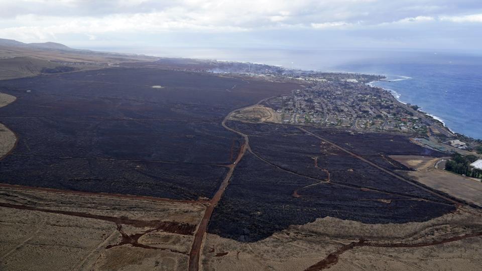Wildfire devastation is seen outside the city Lahaina, Hawaii, Thursday, Aug. 10, 2023. The search of the wildfire wreckage on the Hawaiian island of Maui on Thursday revealed a wasteland of burned out homes and obliterated communities as firefighters battled the deadliest blaze in the U.S. in recent years. | Rick Bowmer, Associated Press