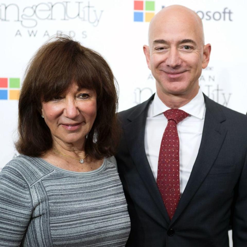 Jeff Bezos with his mother, Jackie, in 2016