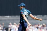 Cricket - England v Australia - Fifth One Day International - Emirates Old Trafford, Manchester, Britain - June 24, 2018 England's Jake Ball celebrates after his catch dismisses Australia's Marcus Stoinis Action Images via Reuters/Craig Brough