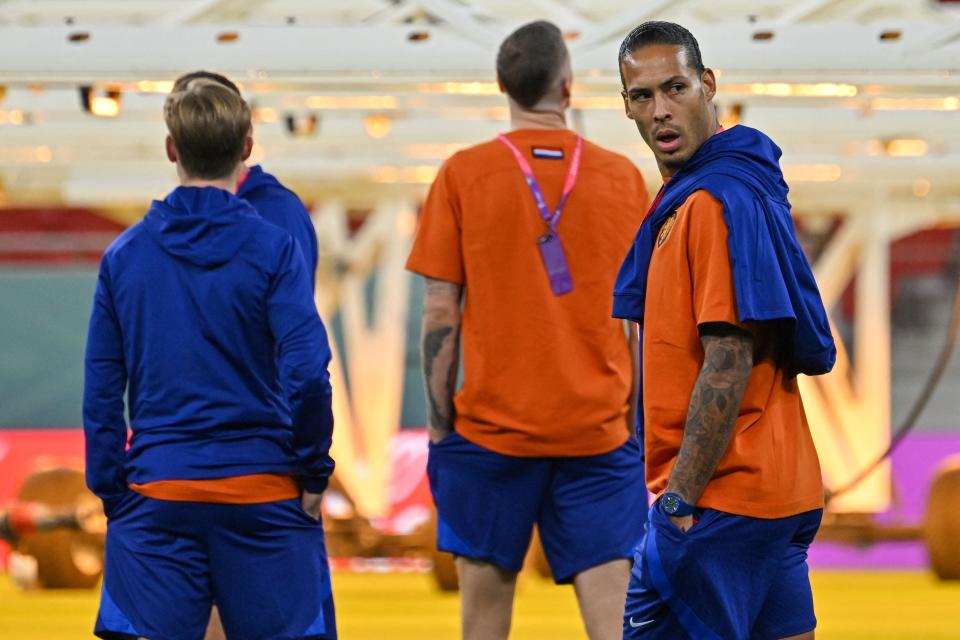 Liverpool defender Virgil van Dijk (right) starts for the Netherlands (AFP via Getty Images)