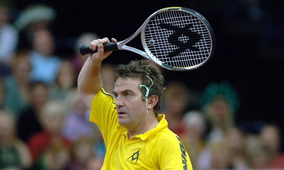 Bradley Walsh entertains the crowd at the Cliff Richard Tennis Classic which is held at the National Indoor Arena in Birmingham, West Midlands. This is the final tennis Classic which cliff will hold. (Photo by Steve Parsons - PA Images/PA Images via Getty Images)