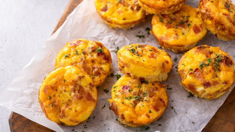 egg muffins on parchment paper