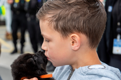 Eight-year-old Oscar spent the day at Bournville police station and got to meet some of the newest police pups: West Midlands Police