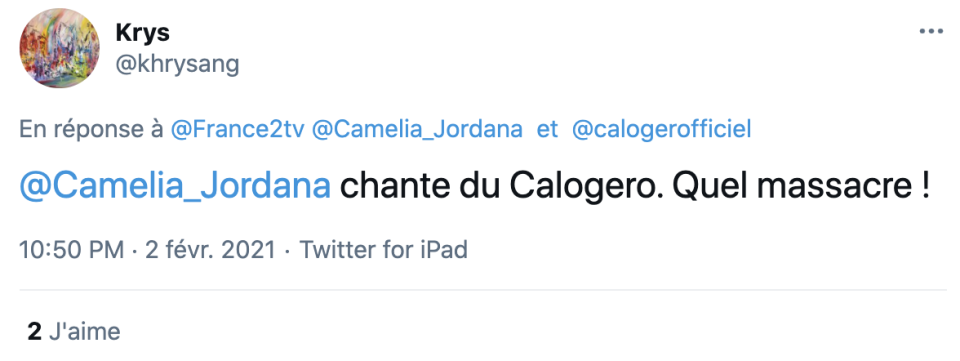 Camélia Jordana a été clashée par les internautes après sa reprise de Calogero dans Le Grand Echiquier. 