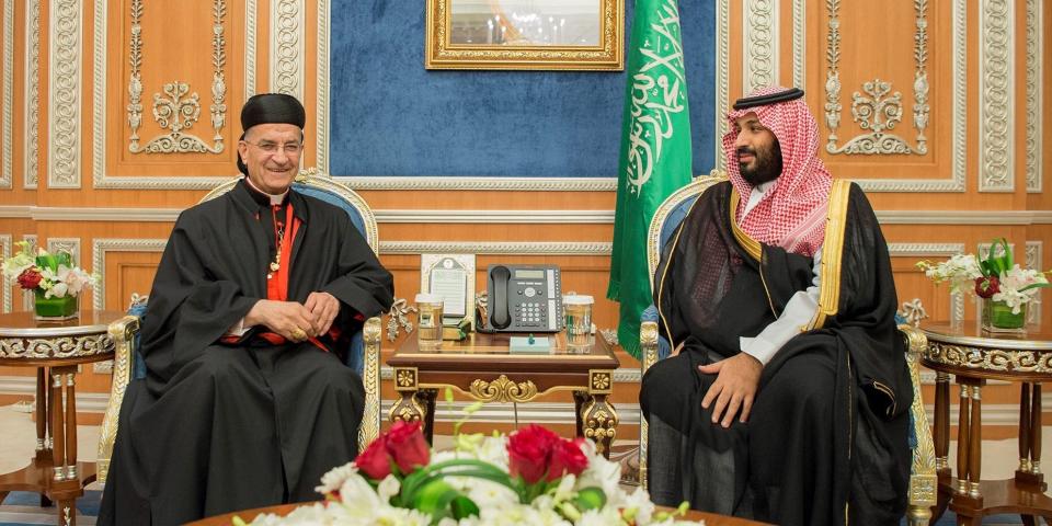 Saudi Crown Prince Mohammed bin Salman meets with Lebanese Maronite Patriarch Bechara Boutros Al-Rahi in Riyadh, November 14, 2017. Bandar Algaloud/Courtesy of Saudi Royal Court/Handout via REUTERS ATTENTION EDITORS - THIS PICTURE WAS PROVIDED BY A THIRD PARTY.