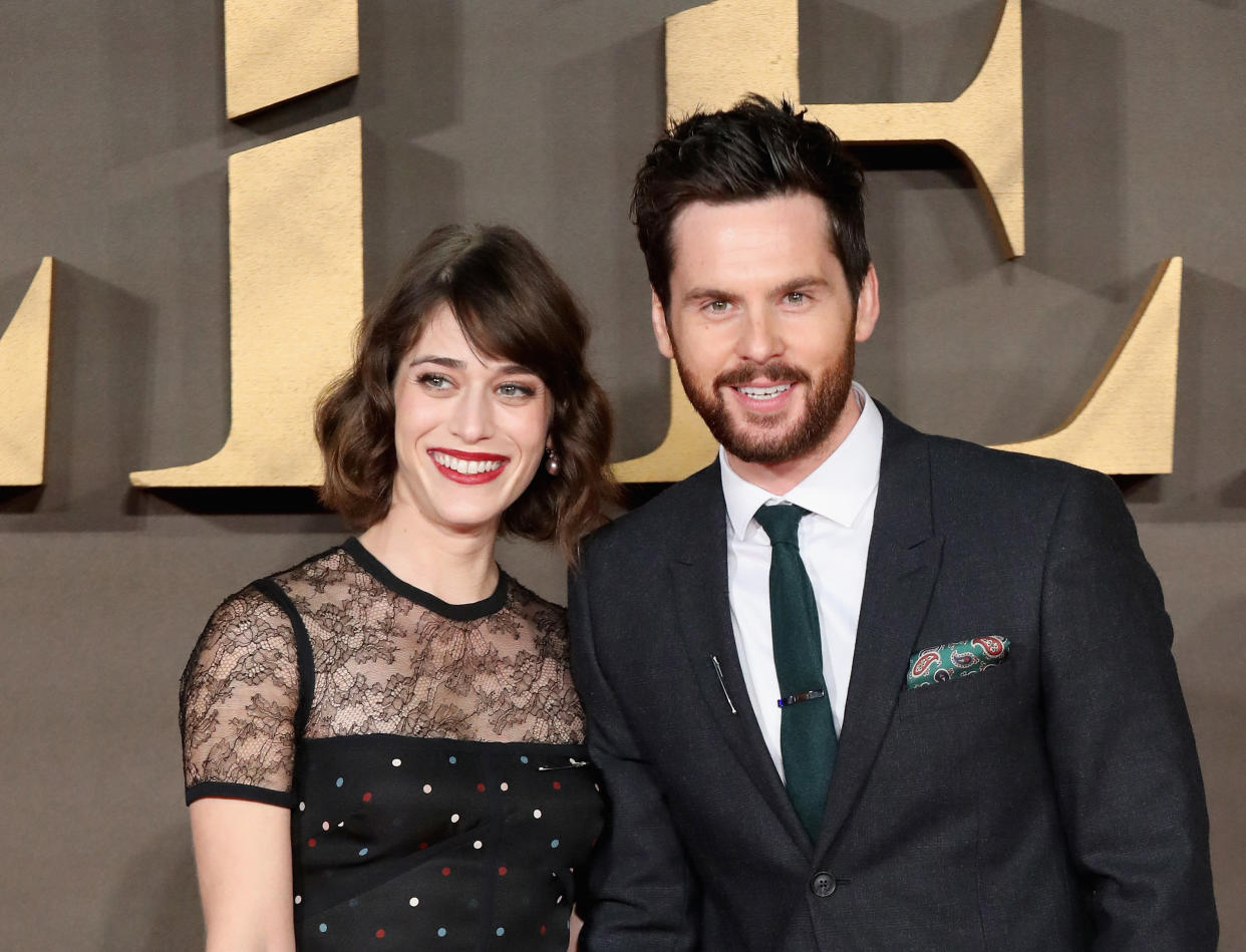 Lizzy Caplan and Tom Riley attend the UK Premiere of "Allied."