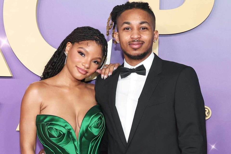 <p>John Salangsang/Variety via Getty</p> Halle Bailey and DDG, March 2024