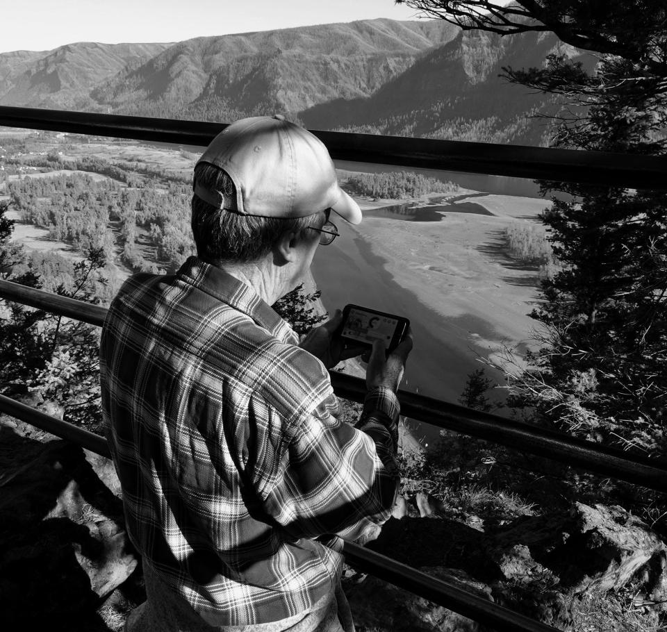 Taking a cognitive test on the summit of Beacon Rock. Photo by my friend John Harland. / Credit: From "A Tattoo On My Brain"