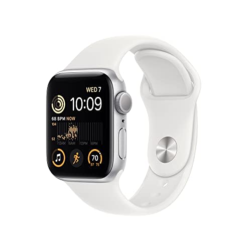 Apple Watch SE (2nd Gen) [GPS 40mm] Smart Watch w/Silver Aluminum Case & White Sport Band - S/M…