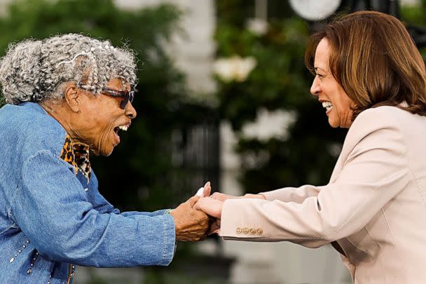 PHOTO: Vice President Kamala Harris greets activist Opal Lee as they attend a Juneteenth concert at the White House in Washington, June 13, 2023. (Jonathan Ernst/Reuters)