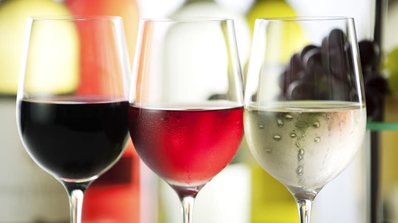 three varieties of wine