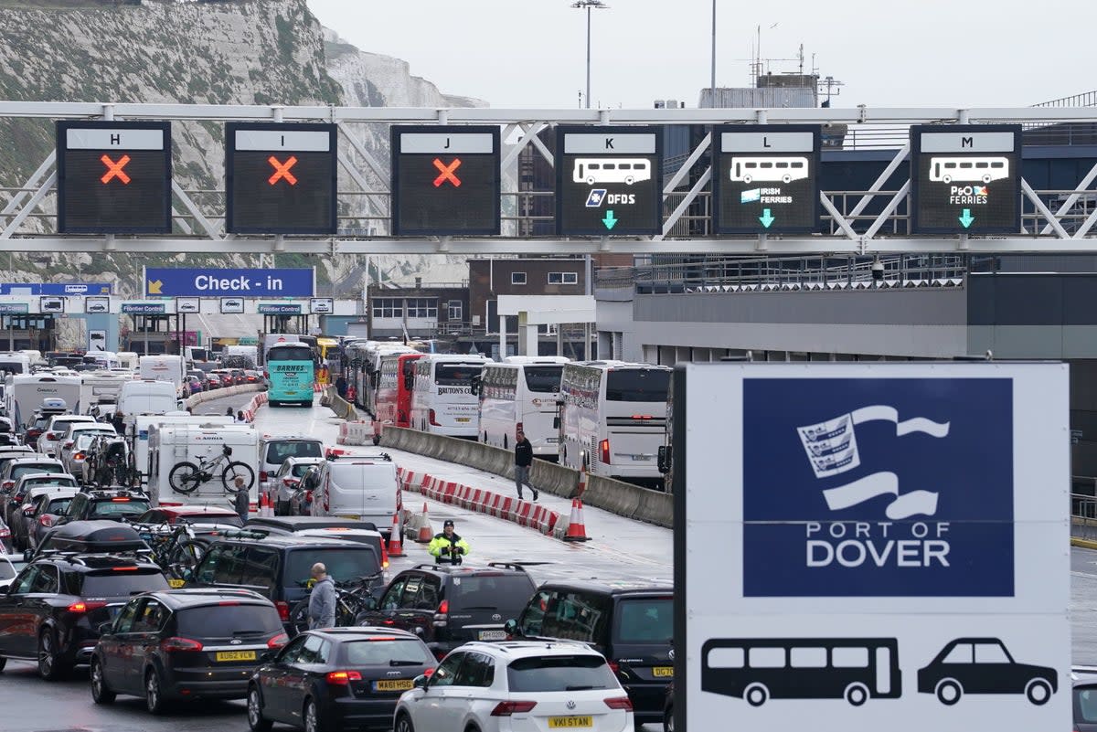 Holiday gridlock: the scene at the Port on Sunday  (PA)