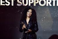 <p>Angela Bassett accepts the best supporting actress award for <em>Black Panther: Wakanda Forever</em> during the Hollywood Critics Association's 2023 HCA Film Awards at the Beverly Wilshire, A Four Seasons Hotel on Feb. 24 in Beverly Hills.</p>