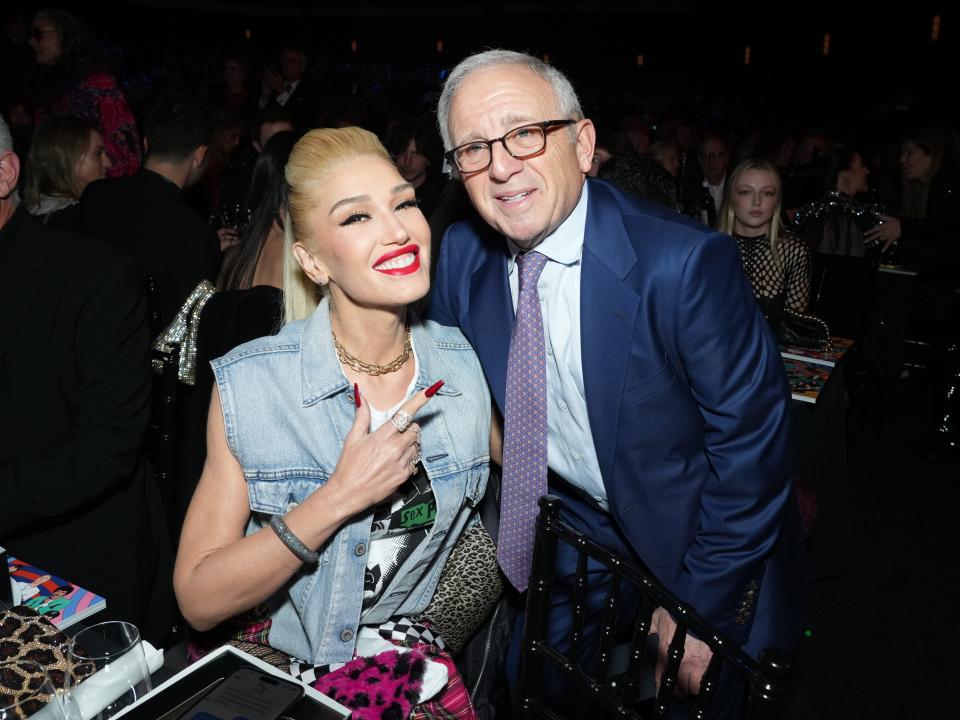 LOS ANGELES, CALIFORNIA - NOVEMBER 05: Gwen Stefani and Irving Azoff attend the 37th Annual Rock & Roll Hall of Fame Induction Ceremony at Microsoft Theater on November 05, 2022 in Los Angeles, California. (Photo by Kevin Mazur/Getty Images for The Rock and Roll Hall of Fame)