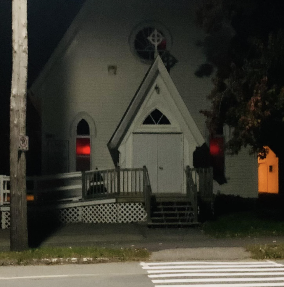 Red lights on in a church