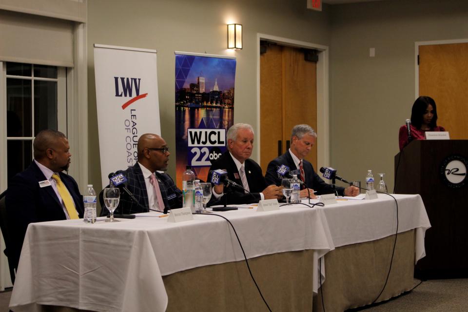 Georgia Senate District 1 and House District 164 candidates respond to questions posed by Shannon Royster from WJCL. Forum was hosted at the Richmond Hill City Center by League of Women Voters of Coastal Georgia. Oct. 3, 2022.