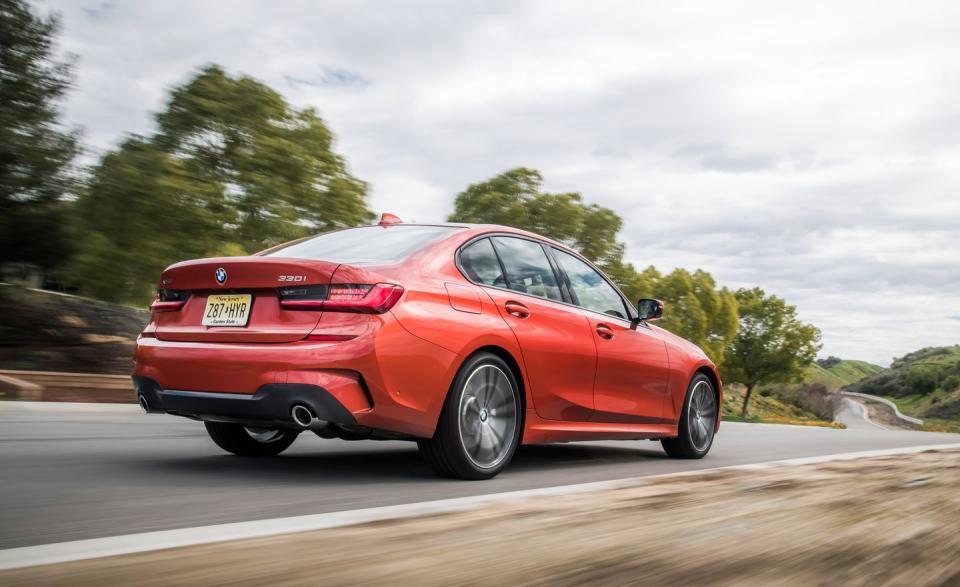 <p>Weighing 3709 pounds, the 330i xDrive can scoot to 60 mph in 5.2 seconds and tops out at 156 mph. </p>