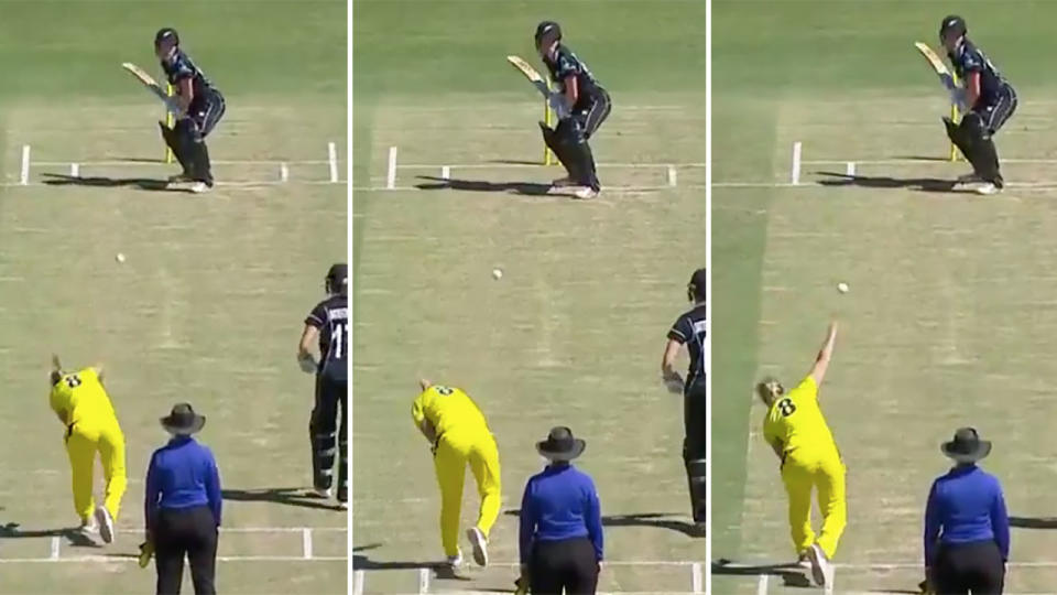 Ellyse Perry was in total control against Lauren Down. Pic: Channel 7