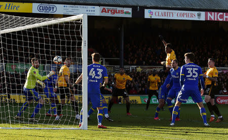 Soccer Football - FA Cup Third Round - Newport County AFC vs Leeds United - Rodney Parade, Newport, Britain - January 7, 2018 Newport County's Shawn McCoulsky scores their second goal REUTERS/Rebecca Naden