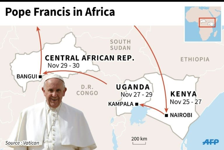 Programme of the Pope's visit to Africa (90 x 60 mm)