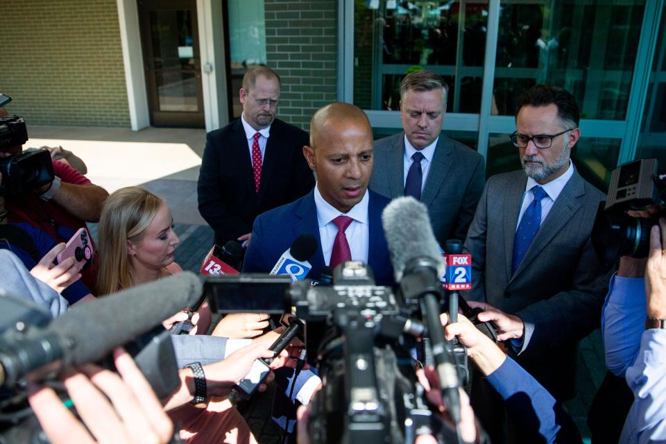 David Porter, a Special Agent overseeing the FBI in Grand Rapids, speaks to the media after Adam Fox and Barry Croft Jr. were convicted on all counts for their involvement in the Whitmer kidnapping plot Tuesday, Aug. 23, 2022, in downtown Grand Rapids.