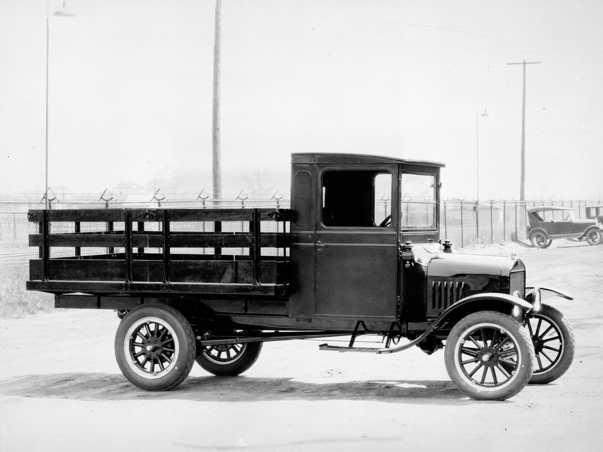 A 1926 Ford Model T used as a one-ton stake bed truck for transporting freight.