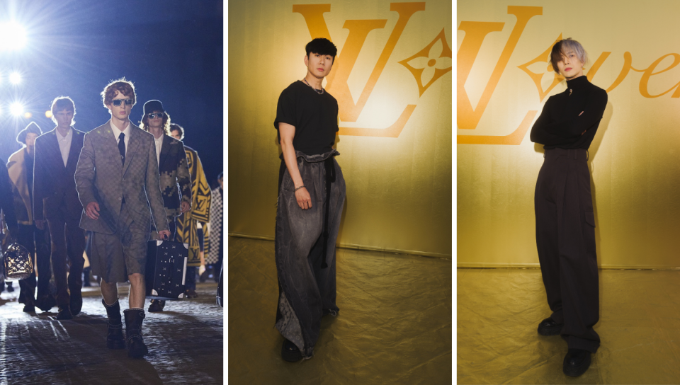 Louis Vuitton Men's Spring Summer 2024 show collection by Pharrell Williams. Attendees include JJ Lin and Jackson Wang. (PHOTO: Louis Vuitton)