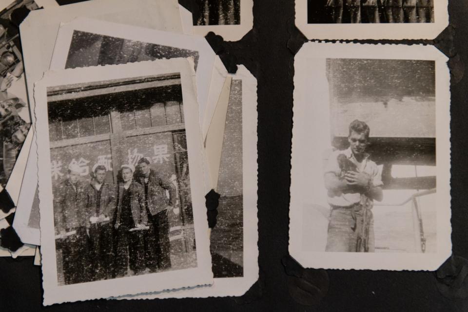 Old photos from World War II Navy veteran Duane Nicol's photo albums and scrapbooks during his tour of duty overseas.