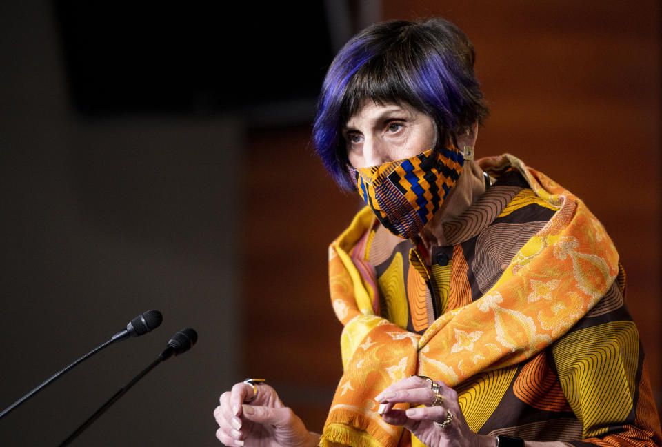 Rep. Rosa DeLauro (D-Conn.) wants the expanded child tax credit provided through monthly payments to parents to become permanent. (Photo: Bill Clark via Getty Images)