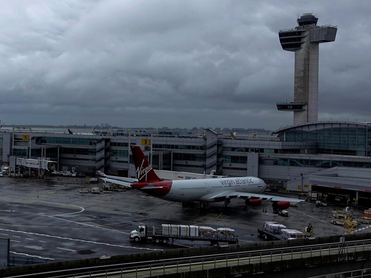 Flights between London and New York (pictured, JFK airport) could resume in time for Thanksgiving (Eduardo Munoz/Reuters)
