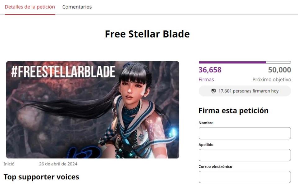 Casi 40,000 personas piden que se revierta la "censura" de Stellar Blade