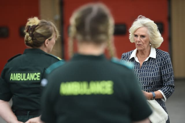 Camilla met firefighters, staff from Great Western Hospital and paramedics from South Western Ambulance Service