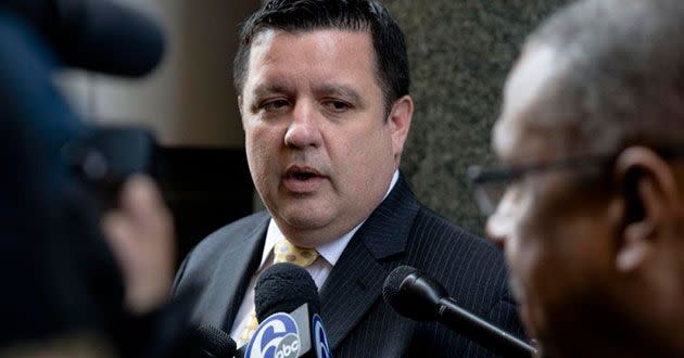 Philadelphia Police Lt. John Walker speaks to members of the media after Padge-Victoria Windslowe's trial Monday. Source: AP