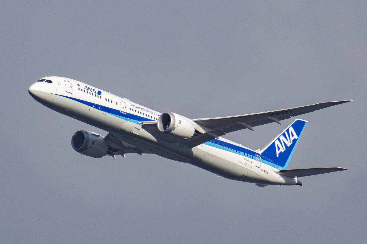 ANA All Nippon Airways Boeing 787 Dreamliner aircraft in Brussels, Belgium on January 30, 2022 (Photo by Nicolas Economou/NurPhoto via Getty Images)