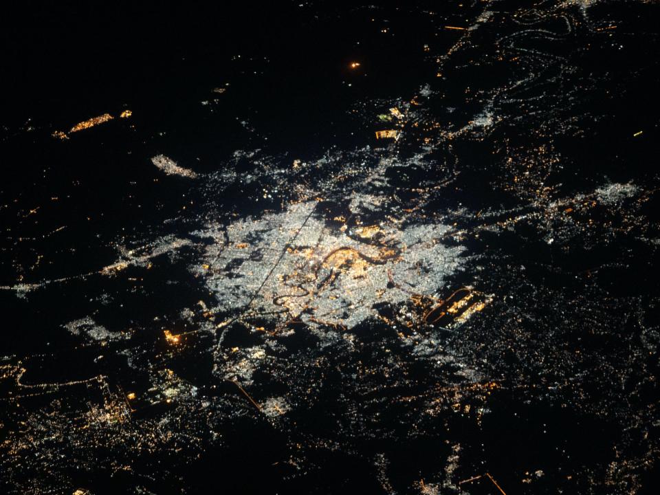 The International Space Station was orbiting 260 miles above northeastern Syria at the time this photograph of Baghdad, Iraq was taken.