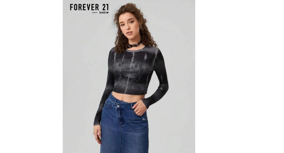  Forever 21 Women's Vintage Cropped Slim Fit T-Shirt