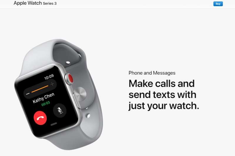 Apple Watch Series 3。(取自Apple官網)