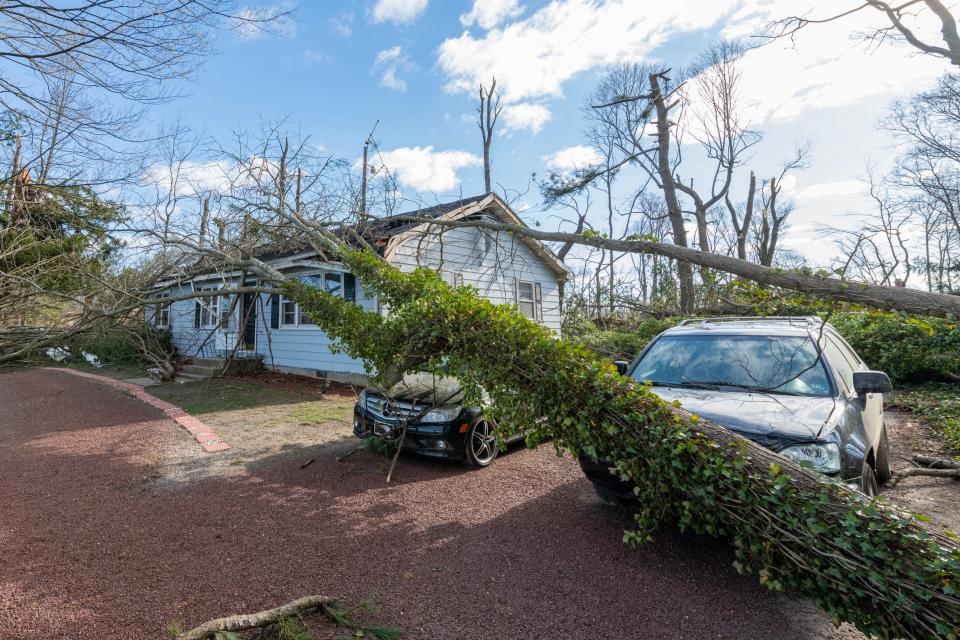 The aftermath of a tornado that swept through the Greenwood area on April 1, 2023.