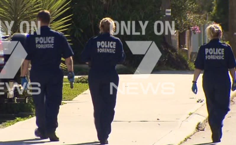 Forensics officers in the area where the boy was grabbed. Picture: 7 News