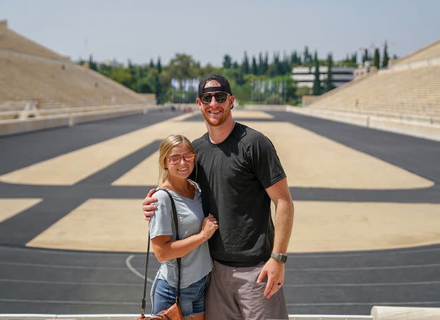 <p>Carson Wentz Instagram</p> Carson Wentz and Madison Oberg in Greece