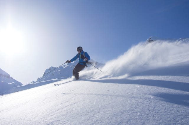 Skier at Combe de Gers, Flaine, France