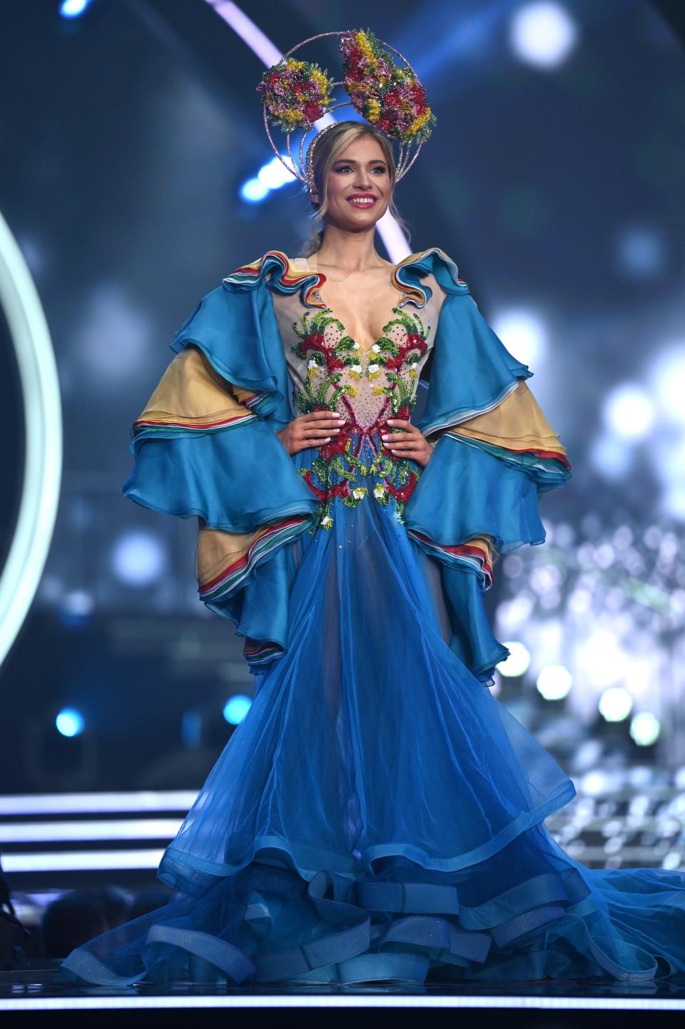 Miss Australia participates in the 2021 Miss Universe National Costume Contest.