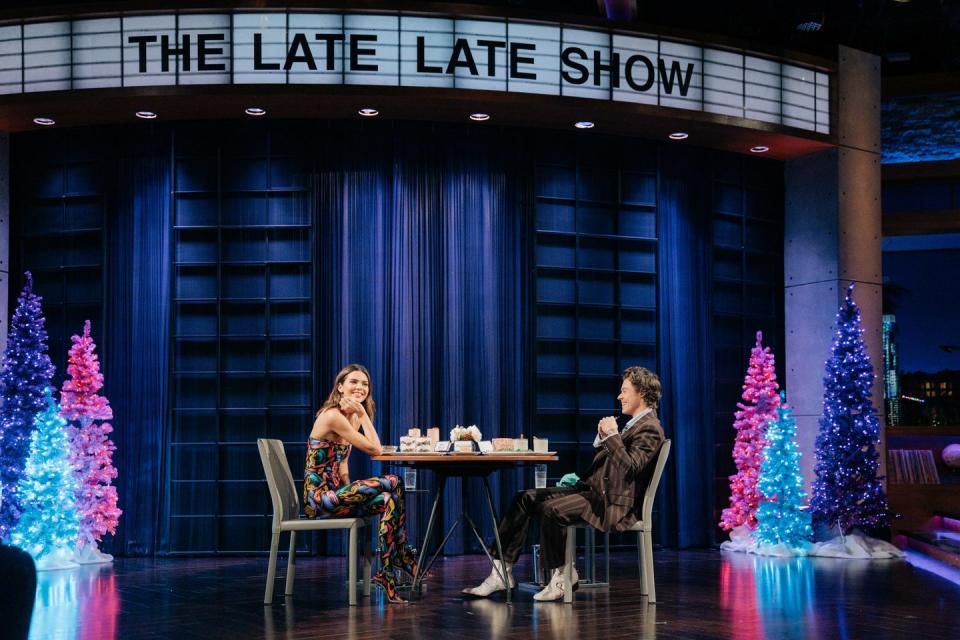 los angeles   december 10 harry styles guest hosts the late late show with james corden airing tuesday, december 10, 2019, with guests tracee ellis ross and kendall jenner photo by terence patrickcbs via getty images