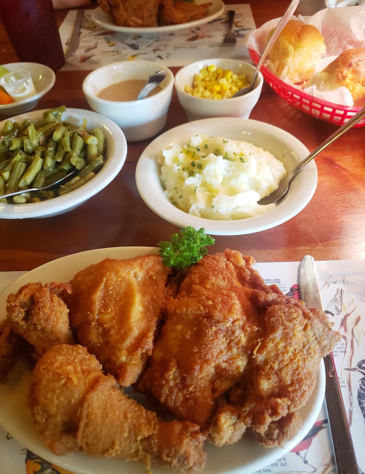 Fried chicken and sides at Hilltop Restaurant in Spencer.