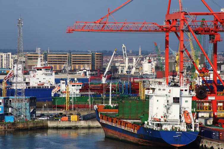 <span class="caption">Dublin port: no-deal Brexit raises questions over mechanics of trade.</span> <span class="attribution"><a class="link " href="https://www.shutterstock.com/download/confirm/354054359?size=medium_jpg" rel="nofollow noopener" target="_blank" data-ylk="slk:Tilman Ehrcke/Shutterstock;elm:context_link;itc:0;sec:content-canvas">Tilman Ehrcke/Shutterstock</a></span>