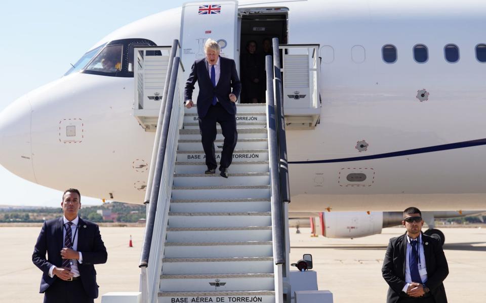 Boris Johnson arrives in Madrid, Spain for the Nato summit - Stefan Rousseau/PA Wire